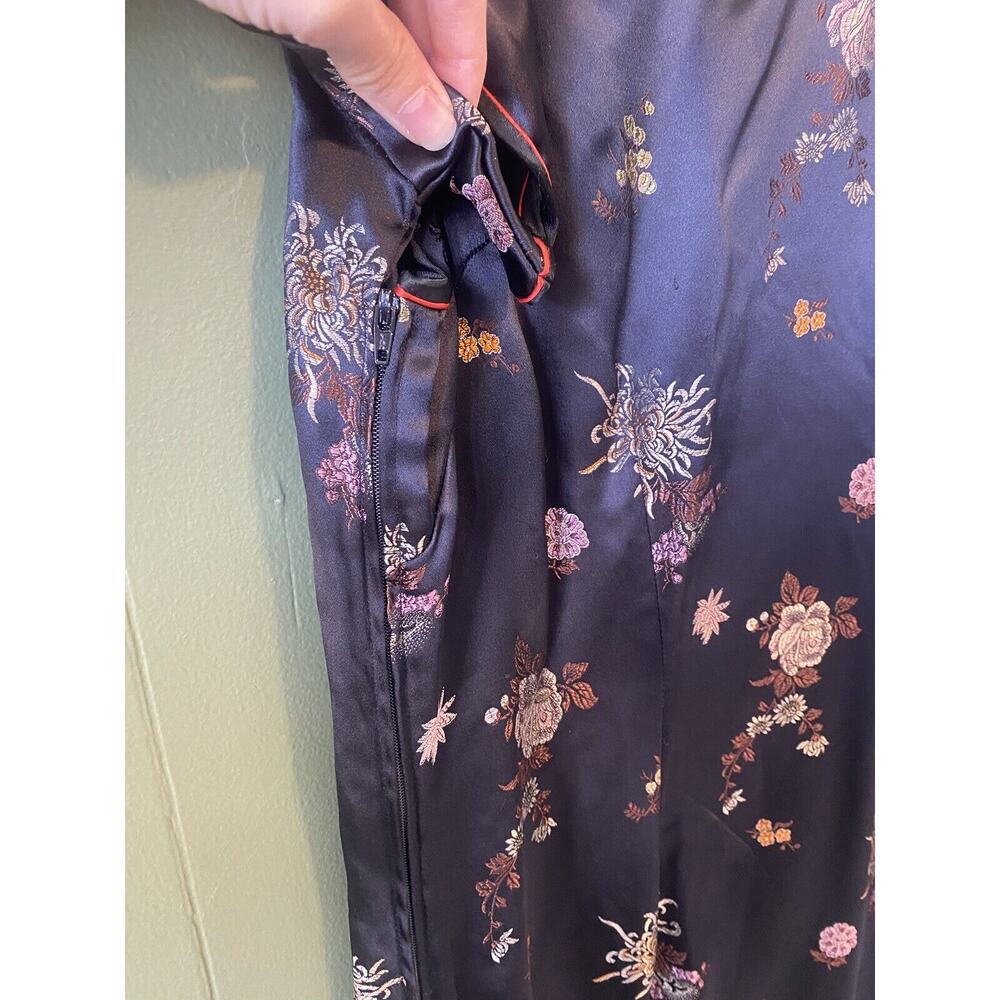 Cheongsam Dress Womens Large* & Purse Black Satin Geisha Oriental Asian Mini - Picture 11 of 16